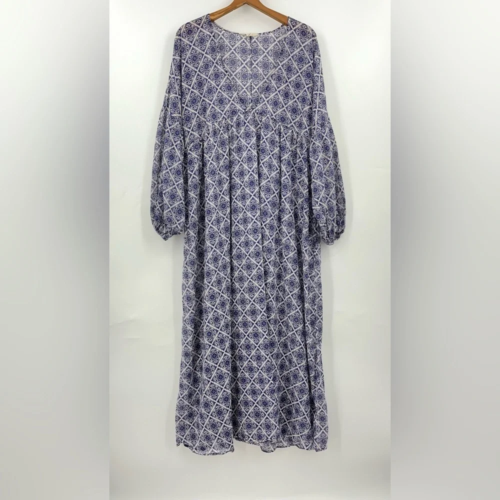 Boden US 14 Sarah Kaftan Dress Blue 0298 Ribbon maxi Paisley Whirl long sleeve - Picture 2 of 12